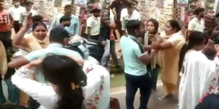 viral-video-husband-was-shopping-with-girlfriend-on-karva-choth-in-ghaziabad-then-wife-showed-chand-with-slippers