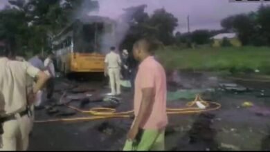 a-bus-caught-fire-after-an-accident-in-maharashtras-nashik-11-people-died