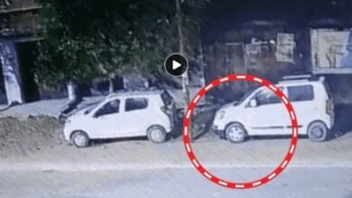 video-of-youths-death-in-pilibhit-he-was-crossing-the-road-while-using-a-mobile-when-he-was-hit-by-a-car-he-jumped-five-feet-away-and-fell